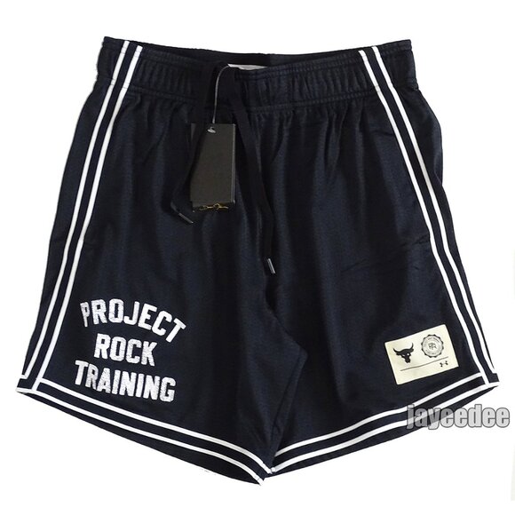 $55 UNDER ARMOUR PROJECT ROCK PENNY MESH SHORTS 1377443-001 BLACK/WHITE 2XL - Picture 8 of 9
